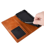 Custodia in pelle a vibrazione orizzontale con struttura retrò Crazy Horse con fibbia magnetica per Motorola One Vision, con supporto, slot per schede e cornice per foto, For MOTO One Vision