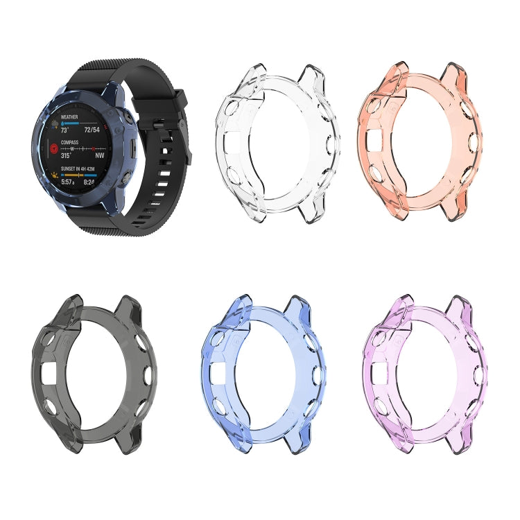 Adatto per custodia per orologio in gel di silice TPU trasparente Garmin Fenix 6X / 6X Pro