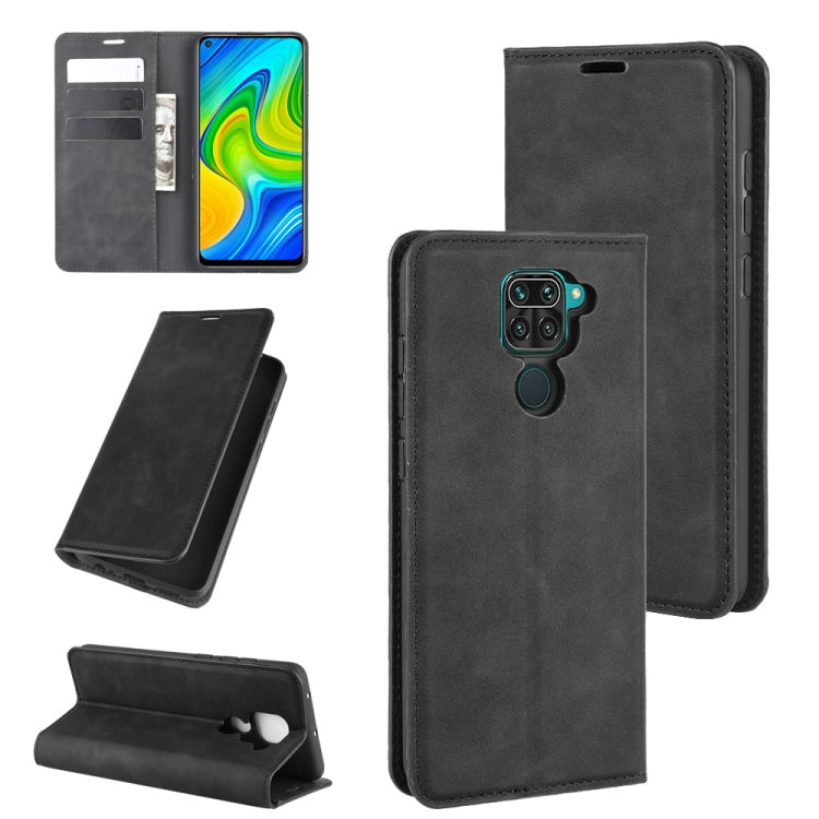 Per Xiaomi Redmi Note 9/10X 4G Custodia in pelle con ventosa magnetica per affari retro-pelle con supporto e slot per schede e portafoglio, For Redmi Note 9 4G