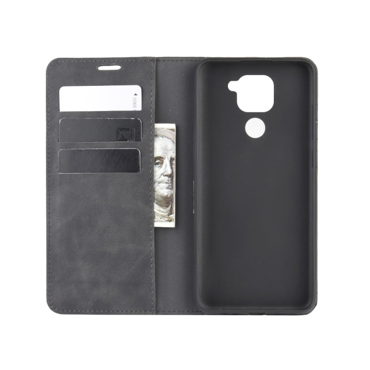 Per Xiaomi Redmi Note 9/10X 4G Custodia in pelle con ventosa magnetica per affari retro-pelle con supporto e slot per schede e portafoglio, For Redmi Note 9 4G