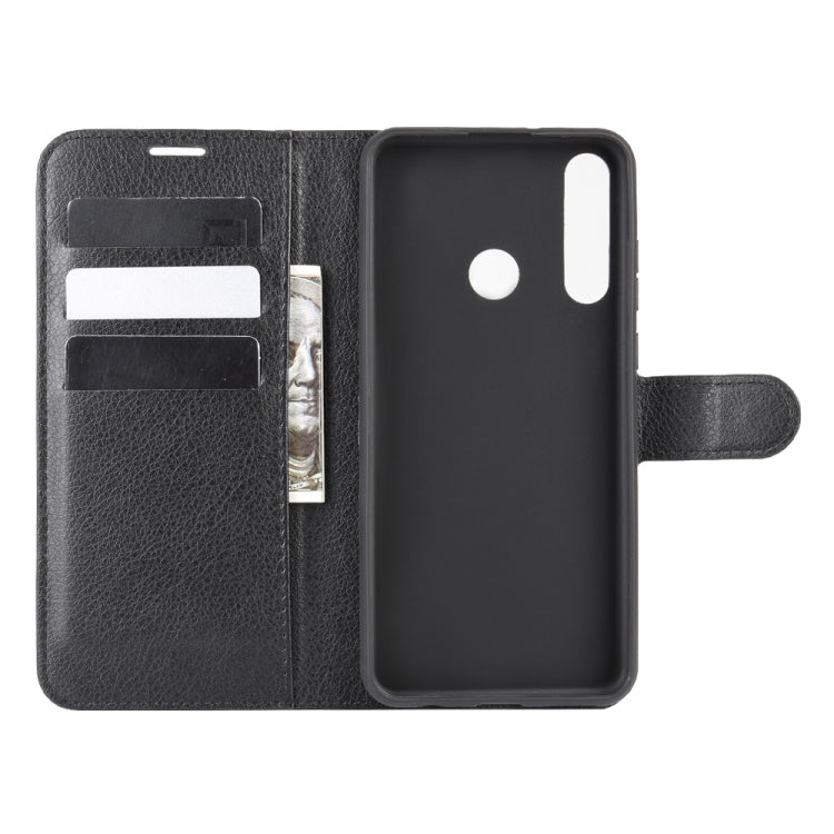 Per Huawei Y6p Litchi Texture Custodia protettiva a vibrazione orizzontale con supporto e slot per schede e portafoglio, For Huawei Y6p