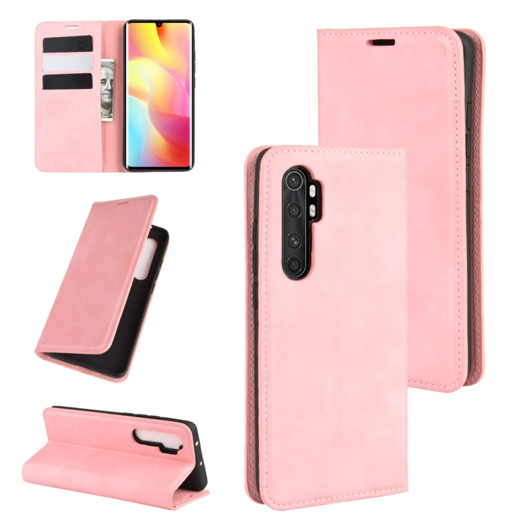 Per Xiaomi Mi Note 10 Lite Custodia in pelle con ventosa magnetica per affari con pelle retrò con supporto e slot per carte e portafoglio, For Xiaomi Mi Note 10 Lite