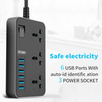 Multipresa universale 3 fori 3000W con 6 USB intelligenti