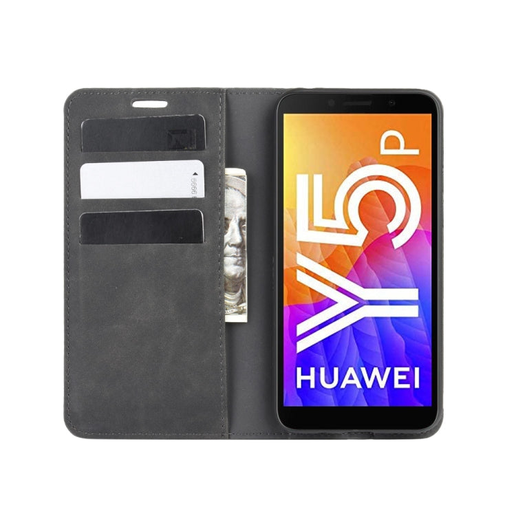 Per Huawei Y5p/Honor 9SCustodia in pelle con ventosa magnetica da lavoro retro-skin con supporto e slot per carte e portafoglio, For Huawei Y5p