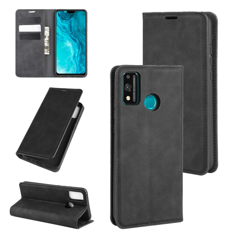 Per Huawei Honor 9X lite Custodia in pelle con ventosa magnetica per affari con pelle retrò con supporto e slot per schede e portafoglio, For Huawei Honor 9X Lite