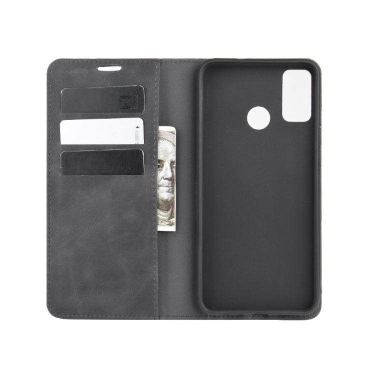Per Huawei Honor 9X lite Custodia in pelle con ventosa magnetica per affari con pelle retrò con supporto e slot per schede e portafoglio, For Huawei Honor 9X Lite