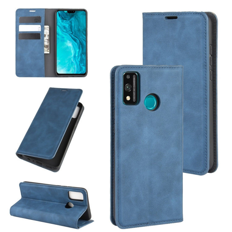 Per Huawei Honor 9X lite Custodia in pelle con ventosa magnetica per affari con pelle retrò con supporto e slot per schede e portafoglio, For Huawei Honor 9X Lite