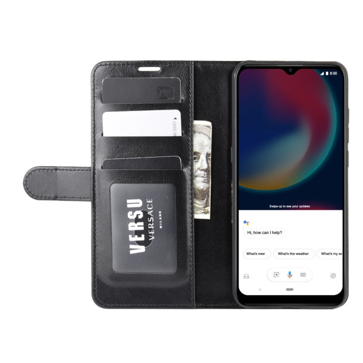 Per Wiko view 4/4 lite R64 Texture Custodia protettiva a vibrazione orizzontale singola con supporto e slot per schede e portafoglio e cornice per foto, For Wiko view 4/ 4 lite