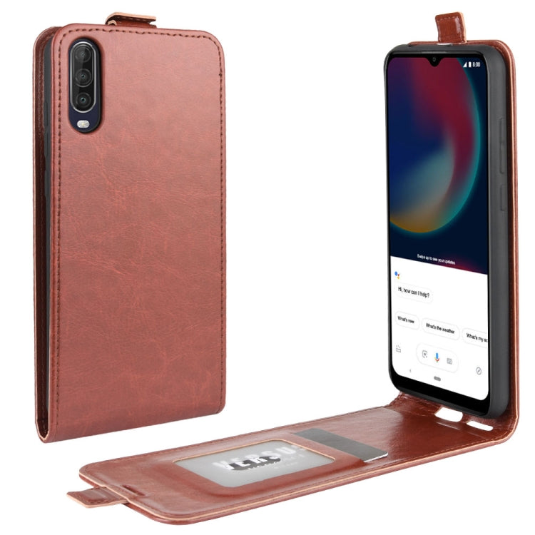 Per Wiko view 4/4 lite R64 Texture Custodia protettiva in pelle a vibrazione verticale singola con slot per schede e cornice per foto, For Wiko view 4/ 4 lite
