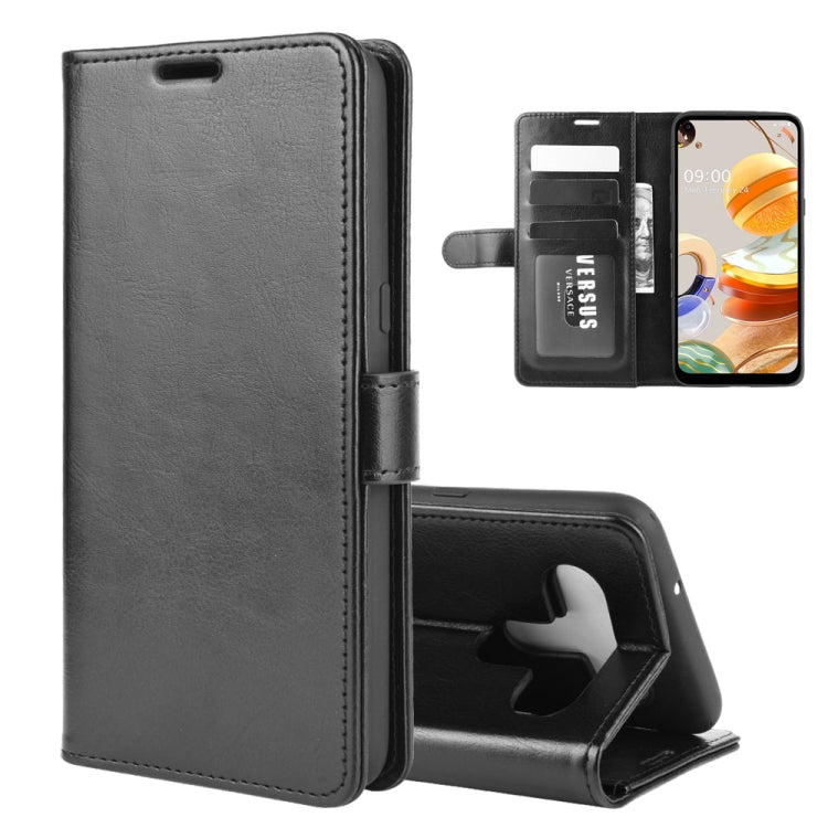 Per LG K61 R64 Texture Custodia protettiva a vibrazione orizzontale singola con supporto e slot per schede e portafoglio e cornice per foto, For LG K61