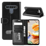 Per LG K61 R64 Texture Custodia protettiva a vibrazione orizzontale singola con supporto e slot per schede e portafoglio e cornice per foto, For LG K61