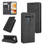 Per LG K61 Custodia in pelle con ventosa magnetica per affari retro-pelle con supporto, slot per schede e portafoglio, For LG K61