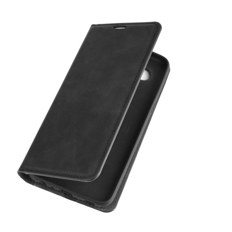 Per LG K61 Custodia in pelle con ventosa magnetica per affari retro-pelle con supporto, slot per schede e portafoglio, For LG K61