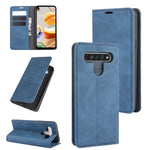 Per LG K61 Custodia in pelle con ventosa magnetica per affari retro-pelle con supporto, slot per schede e portafoglio, For LG K61