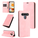 Per LG K61 Custodia in pelle con ventosa magnetica per affari retro-pelle con supporto, slot per schede e portafoglio, For LG K61