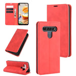 Per LG K61 Custodia in pelle con ventosa magnetica per affari retro-pelle con supporto, slot per schede e portafoglio, For LG K61