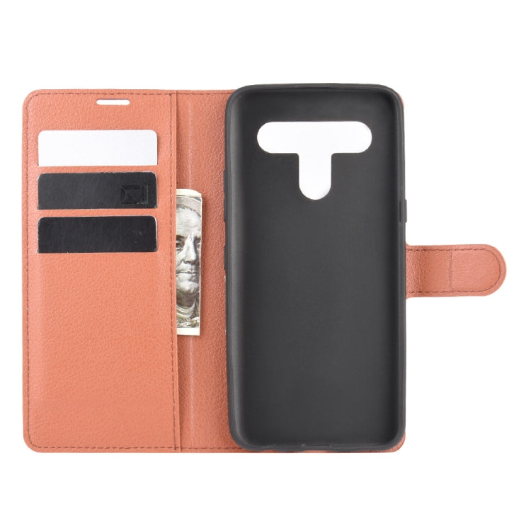 Per LG K61 Litchi Texture Custodia protettiva a vibrazione orizzontale con supporto, slot per schede e portafoglio, For LG K61