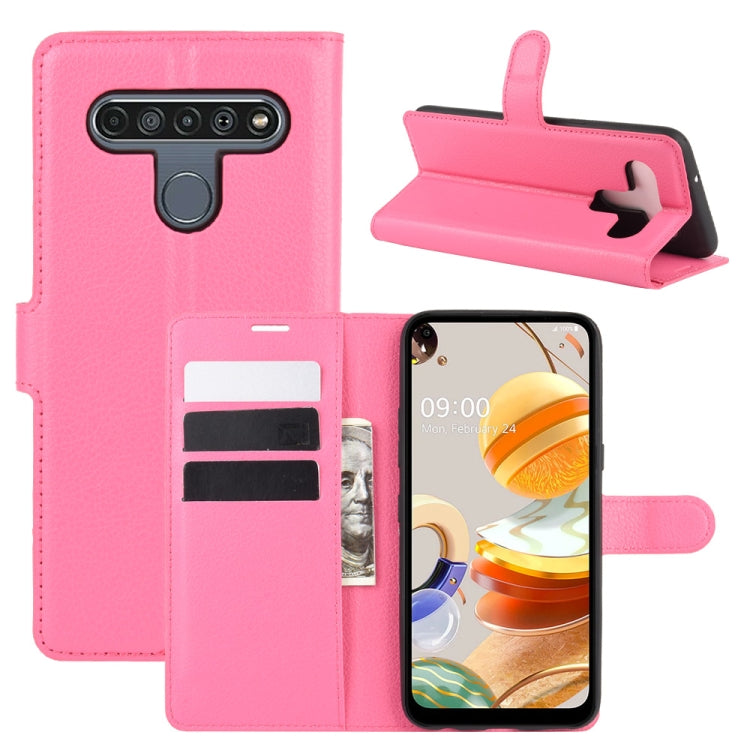 Per LG K61 Litchi Texture Custodia protettiva a vibrazione orizzontale con supporto, slot per schede e portafoglio, For LG K61