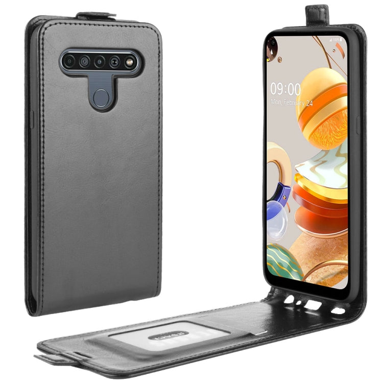 Per LG K61 R64 Texture Custodia protettiva in pelle a vibrazione verticale singola con slot per schede e cornice per foto, For LG K61