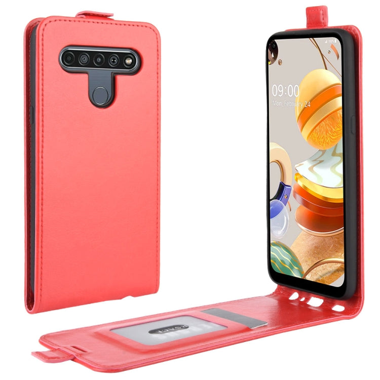 Per LG K61 R64 Texture Custodia protettiva in pelle a vibrazione verticale singola con slot per schede e cornice per foto, For LG K61