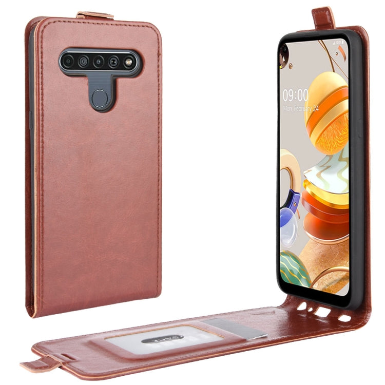 Per LG K61 R64 Texture Custodia protettiva in pelle a vibrazione verticale singola con slot per schede e cornice per foto, For LG K61
