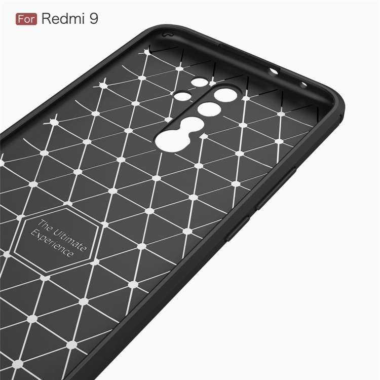 Custodia in TPU in fibra di carbonio con trama spazzolata, For Xiaomi Redmi 9