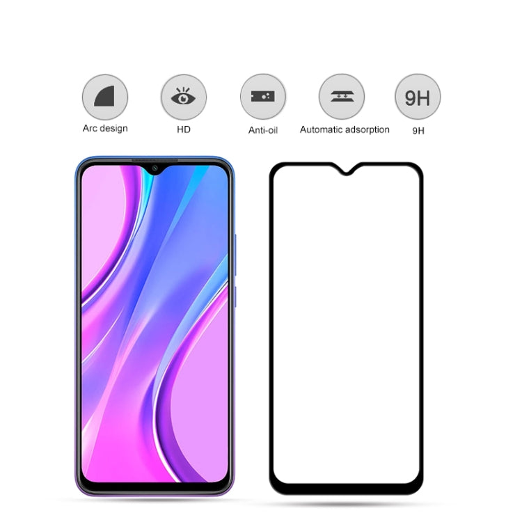 10 PZ mocolo 0.33mm 9H 2.5D Full Glue Pellicola in vetro temperato, For Xiaomi Redmi 9(10pcs), For Xiaomi Redmi 9A(10pcs)