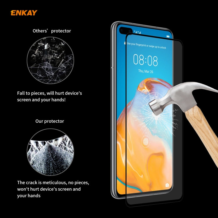 10 PZ ENKAY Hat-Prince Full Glue 0.26mm 9H 2.5D Pellicola a copertura totale in vetro temperato, For Huawei P40, For Huawei P40 Lite, For Huawei Y5p, For Huawei Y6p, For Huawei Honor X10 5G, For Huawei P40 Lite E, For Redmi 10X 4G / Redmi Note 9(10pcs)...