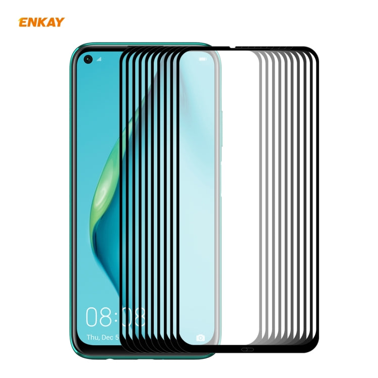 10 PZ ENKAY Hat-Prince Full Glue 0.26mm 9H 2.5D Pellicola a copertura totale in vetro temperato, For Huawei P40, For Huawei P40 Lite, For Huawei Y5p, For Huawei Y6p, For Huawei Honor X10 5G, For Huawei P40 Lite E, For Redmi 10X 4G / Redmi Note 9(10pcs)...