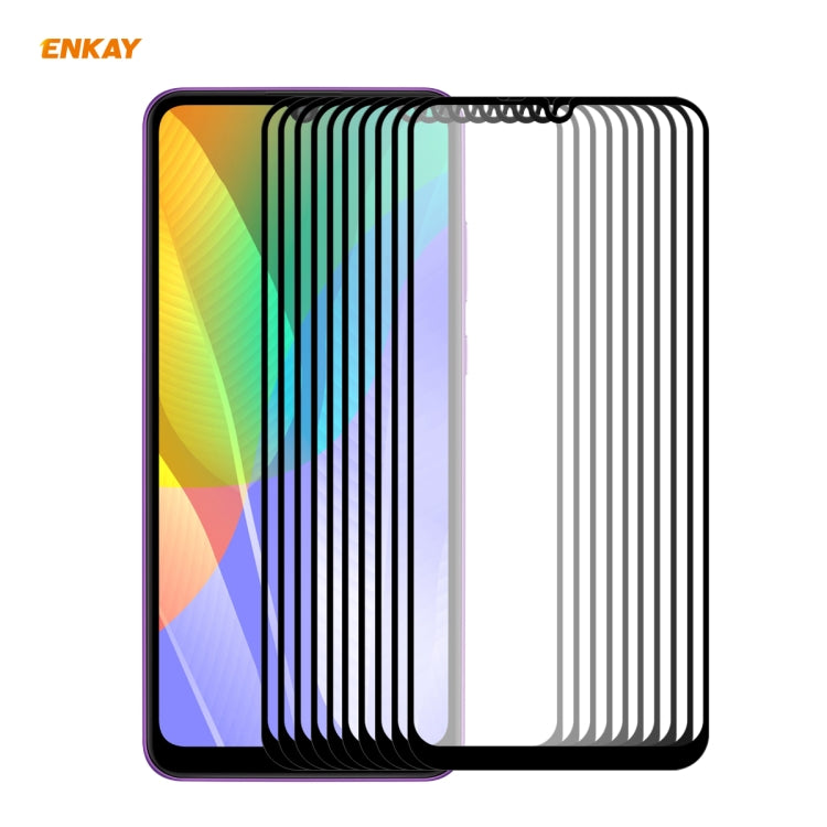 10 PZ ENKAY Hat-Prince Full Glue 0.26mm 9H 2.5D Pellicola a copertura totale in vetro temperato, For Huawei P40, For Huawei P40 Lite, For Huawei Y5p, For Huawei Y6p, For Huawei Honor X10 5G, For Huawei P40 Lite E, For Redmi 10X 4G / Redmi Note 9(10pcs)...