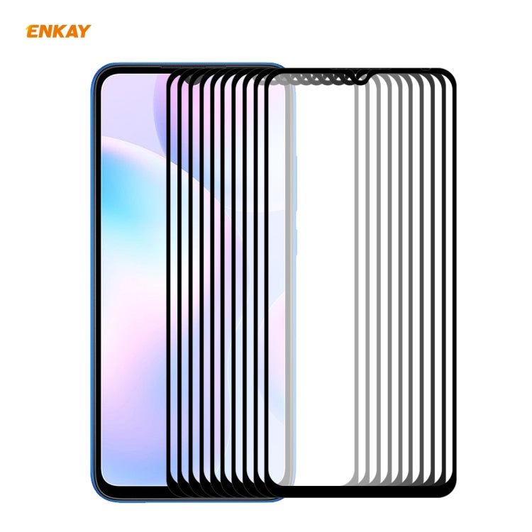 10 PZ ENKAY Hat-Prince Full Glue 0.26mm 9H 2.5D Pellicola a copertura totale in vetro temperato, For Huawei P40, For Huawei P40 Lite, For Huawei Y5p, For Huawei Y6p, For Huawei Honor X10 5G, For Huawei P40 Lite E, For Redmi 10X 4G / Redmi Note 9(10pcs)...