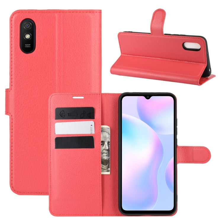 Per Xiaomi Redmi 9A Litchi Texture Custodia protettiva a vibrazione orizzontale con supporto, slot per schede e portafoglio, For Redmi 9A, For Xiaomi Redmi 9A