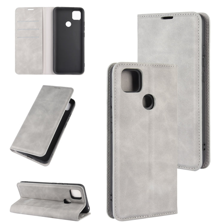Per Xiaomi Redmi 9C Custodia in pelle con ventosa magnetica per affari retro-pelle con supporto, slot per schede e portafoglio, For Redmi 9C