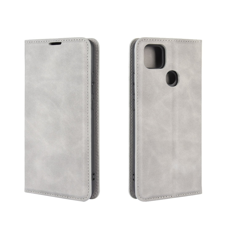 Per Xiaomi Redmi 9C Custodia in pelle con ventosa magnetica per affari retro-pelle con supporto, slot per schede e portafoglio, For Redmi 9C