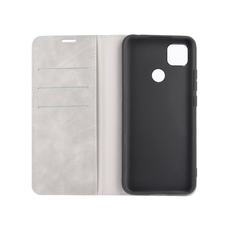 Per Xiaomi Redmi 9C Custodia in pelle con ventosa magnetica per affari retro-pelle con supporto, slot per schede e portafoglio, For Redmi 9C