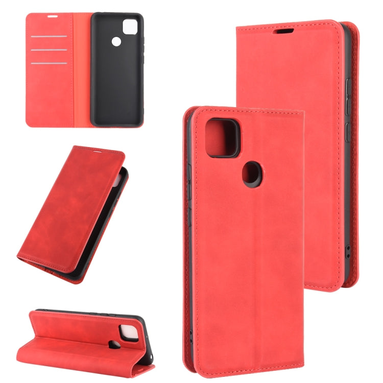Per Xiaomi Redmi 9C Custodia in pelle con ventosa magnetica per affari retro-pelle con supporto, slot per schede e portafoglio, For Redmi 9C