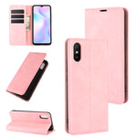 Per Xiaomi Redmi 9A Custodia in pelle con ventosa magnetica per affari con pelle retrò con supporto, slot per schede e portafoglio, For Redmi 9A