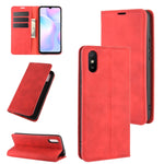 Per Xiaomi Redmi 9A Custodia in pelle con ventosa magnetica per affari con pelle retrò con supporto, slot per schede e portafoglio, For Redmi 9A