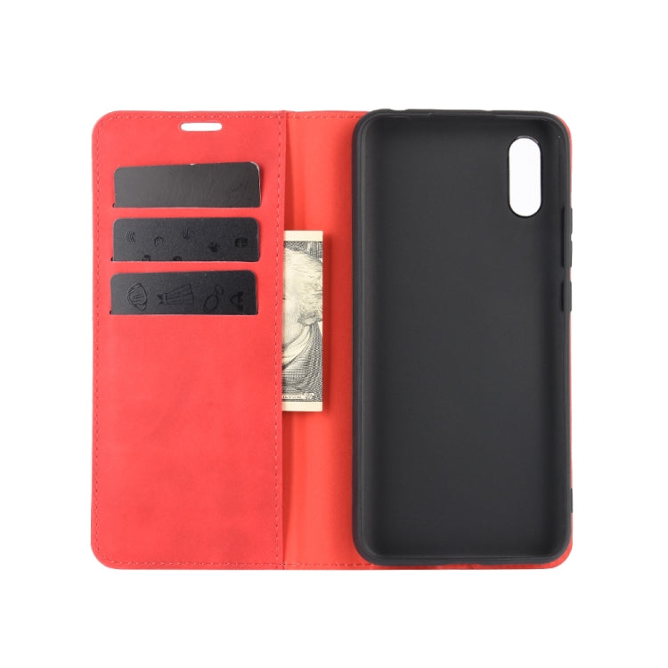 Per Xiaomi Redmi 9A Custodia in pelle con ventosa magnetica per affari con pelle retrò con supporto, slot per schede e portafoglio, For Redmi 9A