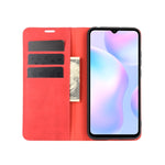 Per Xiaomi Redmi 9A Custodia in pelle con ventosa magnetica per affari con pelle retrò con supporto, slot per schede e portafoglio, For Redmi 9A