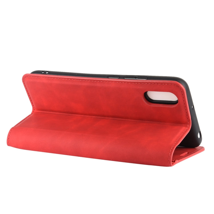 Per Xiaomi Redmi 9A Custodia in pelle con ventosa magnetica per affari con pelle retrò con supporto, slot per schede e portafoglio, For Redmi 9A