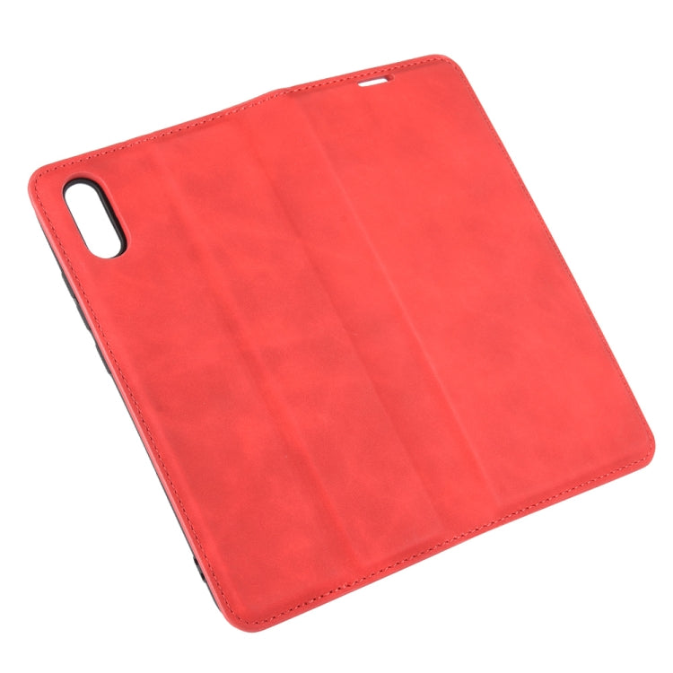 Per Xiaomi Redmi 9A Custodia in pelle con ventosa magnetica per affari con pelle retrò con supporto, slot per schede e portafoglio, For Redmi 9A