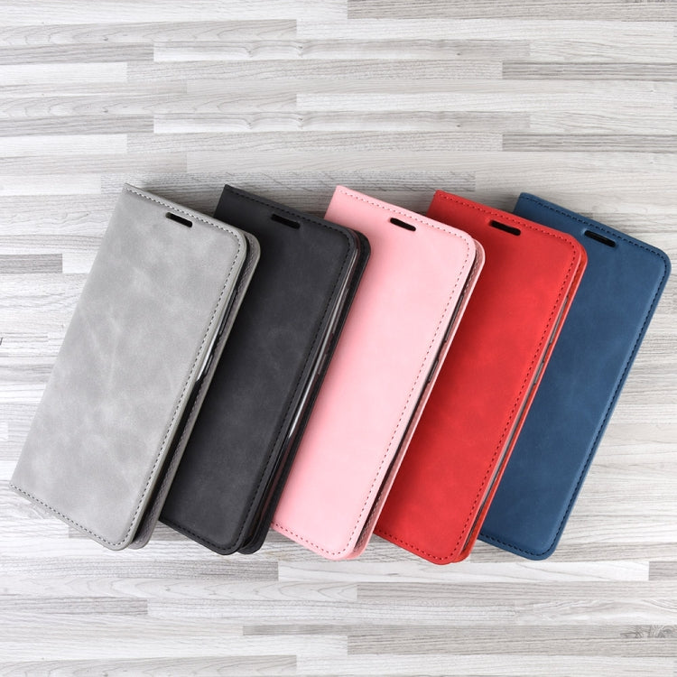 Per Xiaomi Redmi 9A Custodia in pelle con ventosa magnetica per affari con pelle retrò con supporto, slot per schede e portafoglio, For Redmi 9A