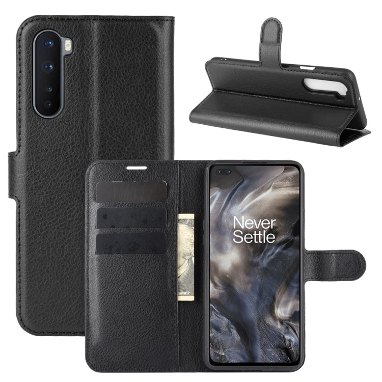Per OnePlus Nord Litchi Texture Custodia protettiva a vibrazione orizzontale con supporto, slot per schede e portafoglio, For OnePlus Nord