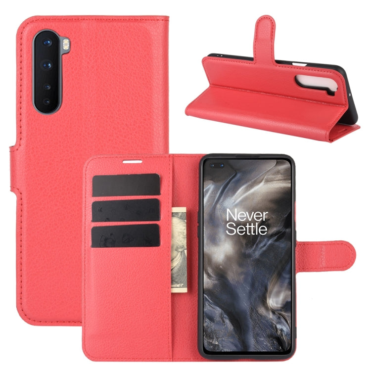 Per OnePlus Nord Litchi Texture Custodia protettiva a vibrazione orizzontale con supporto, slot per schede e portafoglio, For OnePlus Nord