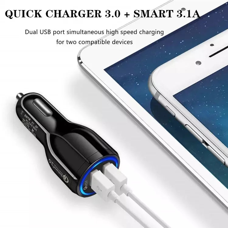Caricabatterie rapido auto Dual USB QC3.0 6A 30W