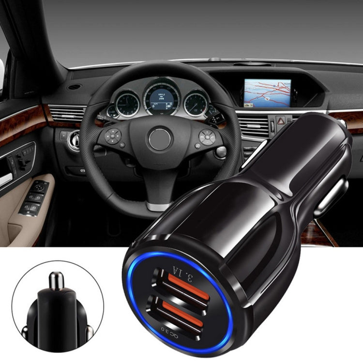 Caricabatteria auto doppio USB QC3.0 con cavi 8 pin