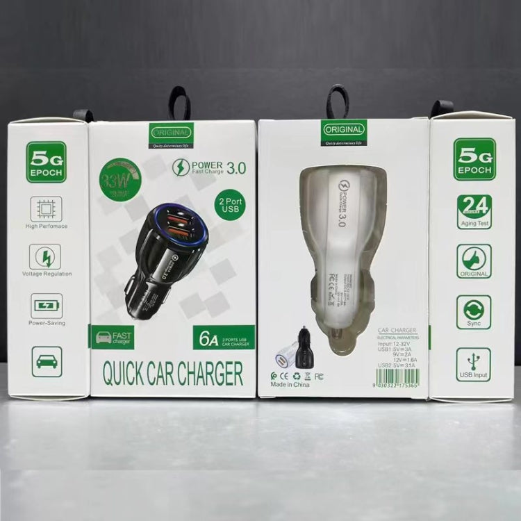 Caricabatteria auto doppio USB QC3.0 con cavi 8 pin
