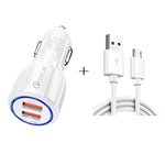 Caricabatteria auto doppio USB QC3.0 con cavo Micro USB 1m