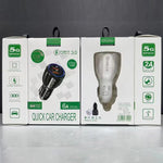 Caricabatteria auto doppio USB QC3.0 con cavo Micro USB 1m